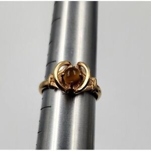 Vintage Sarah Coventry Gold Tone Genuine Tiger Eye Size 6.5 Ring